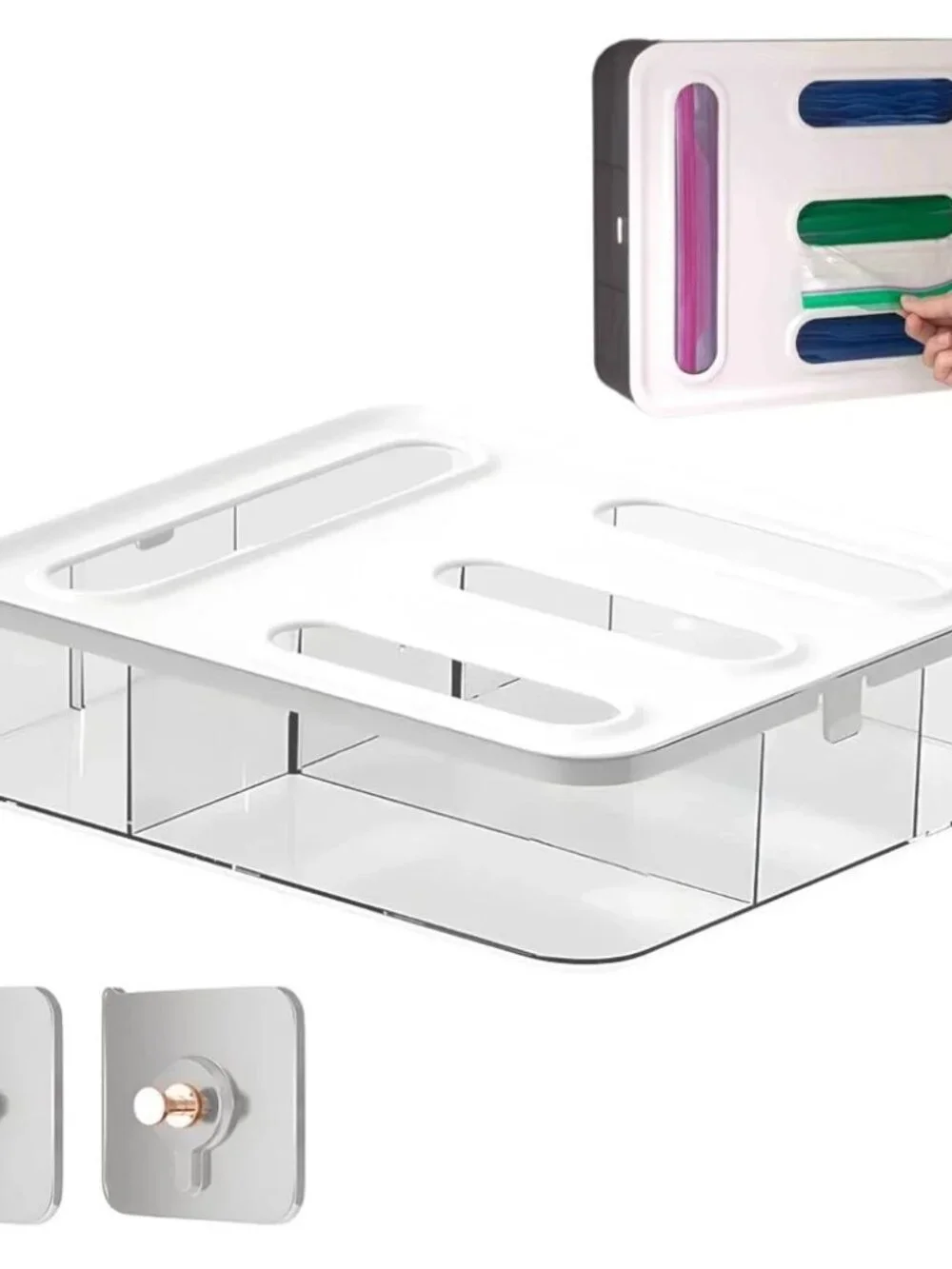 FALAH Food Storage Bag Organizer, 4 in 1 Plastic Organizers Large, White